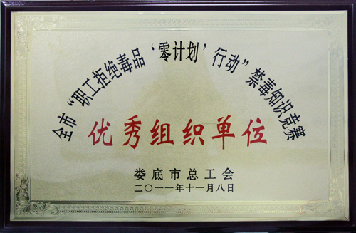 全市“职工拒绝毒品‘零计划’行动”禁毒知识竞赛优秀组织单