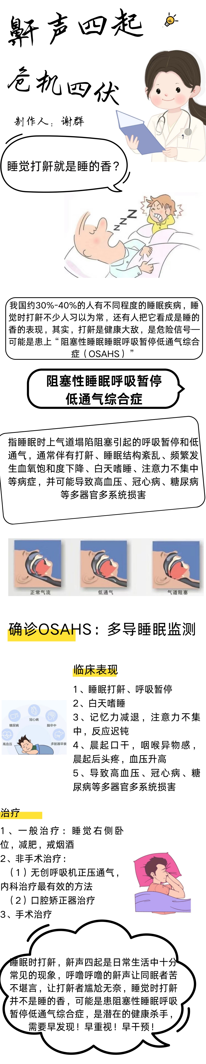 娄底市中心医院2024年健康科普图文类三等奖作品《鼾声四起，危机四伏 》